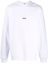 Msgm Logo-print Crew Neck Jumper In White