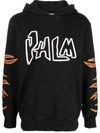 Palm Angels Flame-print Cotton Hoodie In Black