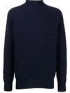Ymc You Must Create Ribbed Mock Neck Jumper In Blue