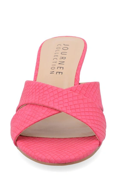 Journee Collection Berkly Snake-embossed Slide Sandal In Pink