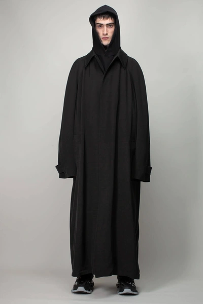 Balenciaga Wool Blend Raglan Carcoat In Black