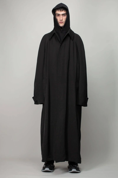 Balenciaga Wool Blend Raglan Carcoat In Black | ModeSens