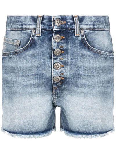 Dondup Stonewashed Denim Shorts In Blu