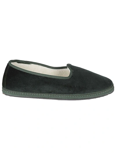 Piedàterre Venezia Friulana Velvet Alpaca Slippers In Green