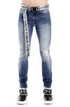 HVMAN HVMAN BELTED STRETCH SKINNY JEANS