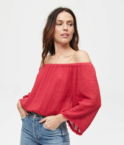 Michael Stars Isabel Convertible Gauze Top In Sangria