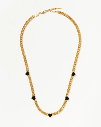 Missoma Heart-charm 18ct Yellow Gold-plated Brass And Black Onyx Necklace In 18ct Gold Plated/black Onyx