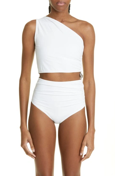 Bottega Veneta One-shoulder Cutout One-piece Swimsuit In Chalk