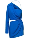GAUGE81 'ARICA' BLUE ONE-SHOULDER DRAPED MINI DRESS WITH CUT-OUT DETAIL IN SILK WOMAN