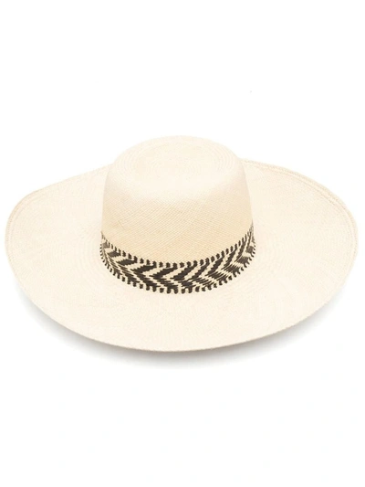 Borsalino Violet Panama Straw Hat In White