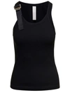 DION LEE BLACK RIBBED TANK TOP WITH BRANDED BUCKLE DETAIL IN STRETCH COTTON WOMAN