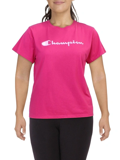 Champion Womens Logo Cotton Pullover Top In Pink
