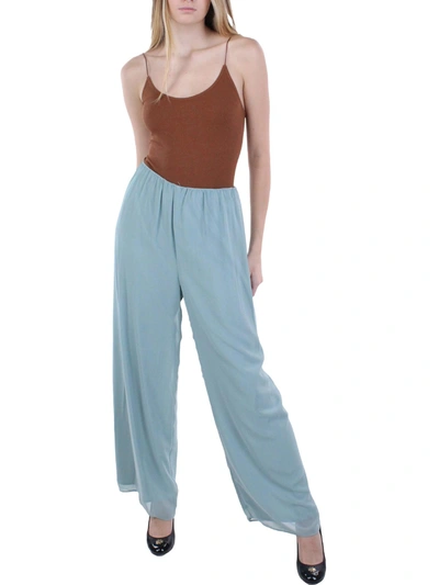 Alex Evenings Womens Solid Chiffon Pants In Blue