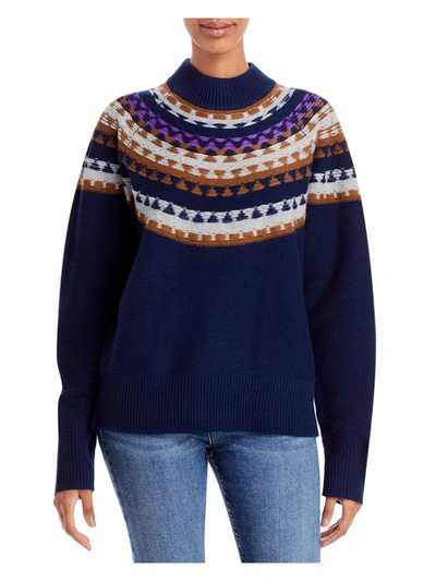 Theory Womens Fairisle Wool Blend Pullover Sweater In Blue