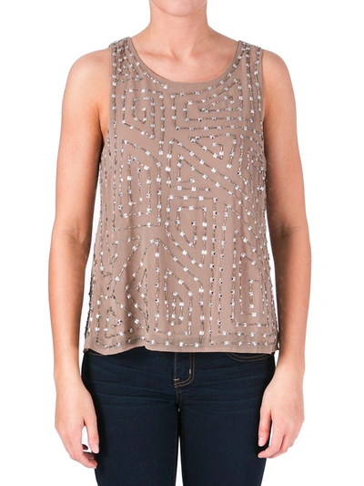 W118 By Walter Baker Olivia Womens Chiffon Embellished Tank Top In Brown