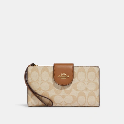 Coach Outlet Tech Wallet In Colorblock Signature Canvas In Beige