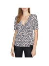 SANCTUARY BIRDIE WOMENS ANIMAL PRINT PEPLUM BUTTON-DOWN TOP