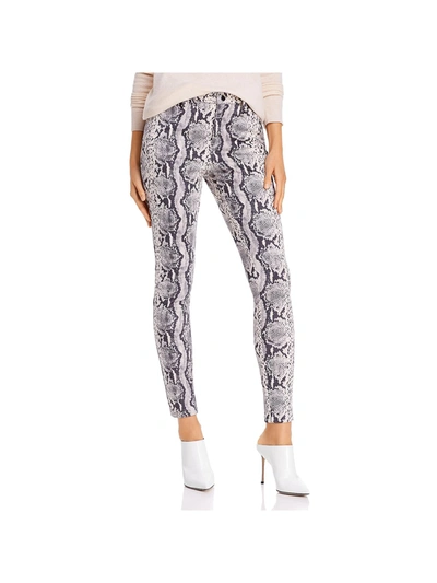 Sunset & Spring Womens Snake Print Ankle Skinny Pants In Grey