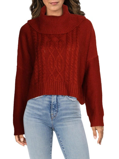 Jack By Bb Dakota Womens Cropped Wool Blend Turtleneck Sweater In Red