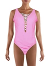 LILLY PULITZER WOMENS LACE-UP PLUNGING ONE-PIECE SWIMSUIT