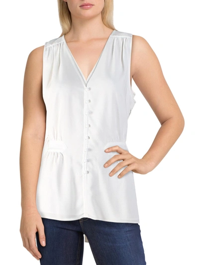 1.state Womens Ruched Peplum Tank Top In White