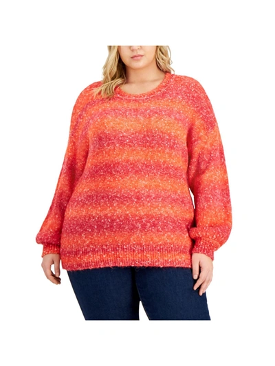 Calvin Klein Plus Womens Wool Blend Crewneck Pullover Sweater In Pink