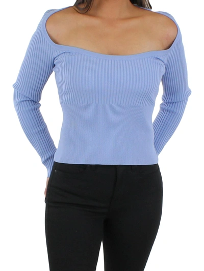 Jonathan Simkhai Jayline Womens Stretch Scoop Neck Pullover Sweater In Blue