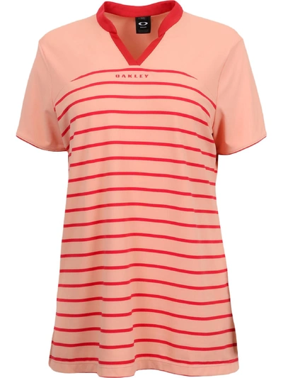 Oakley Bella  Womens Striped Golf Polo In Pink