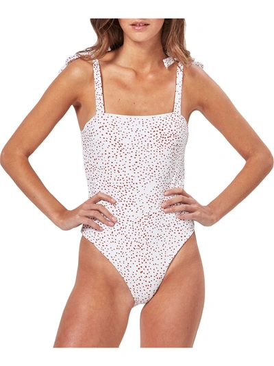 Charlie Holiday Dune Womens Printed Tie Shoulder One-piece Swimsuit In White