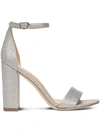 Sam Edelman Yaro Chunky-heel Glam Mesh Ankle-wrap Sandal In Silver