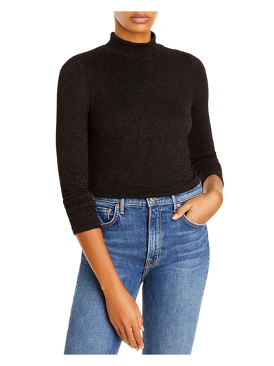 Fore Womens Knit Shimmer Turtleneck Sweater In Black