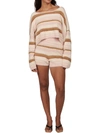 CHARLIE HOLIDAY TELLOW KNIT WOMENS STRIPED CROP PULLOVER SWEATER
