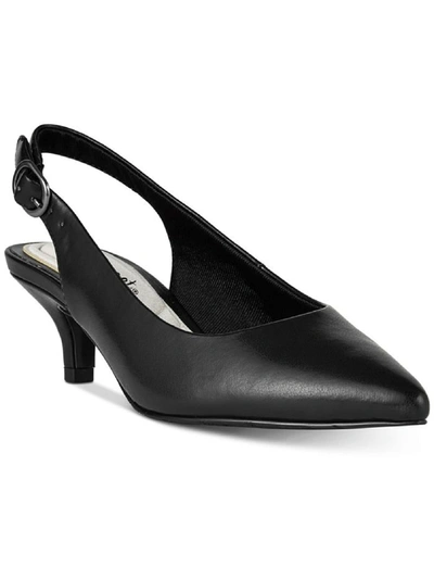 Easy Street Faye Womens Faux Leather Slingback Kitten Heels In Black