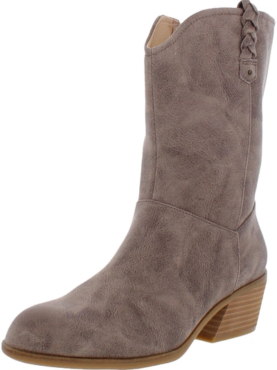 Dr. Scholl's Layla Womens Faux Leather Wide Calf Mid-calf Boots In Grey