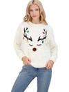 No Comment Juniors Womens Holiday Christmas Pullover Sweater In White