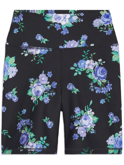 Weworewhat Womens Floral Fitness Bike Short In Black