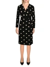 Anne Klein Nomad Womens Polka Dot Knee Wrap Dress In Black