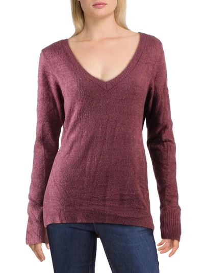 Matty M Womens V-neck Stretch Pullover Sweater In Red