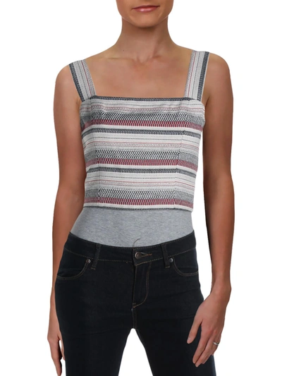 Bardot Angie Womens Cropped Jaquard Tank Top In Red