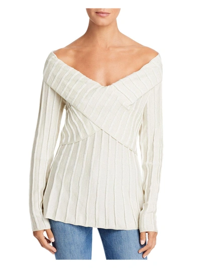 Single Thread Womens Lurex Off The Shoulder Pullover Sweater In Beige