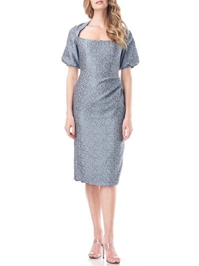 Kay Unger Fernanda Womens Floral Midi Cocktail And Party Dress In Grey