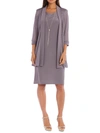 R & M Richards Womens Special Occasion Metallic Dress With Jacket In Grey