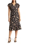 CONNECTED APPAREL CONNECTED APPAREL SLEEVELESS TWISTED BODICE FLORAL DRESS