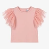 THE TINY UNIVERSE GIRLS PINK COTTON & TULLE TOP