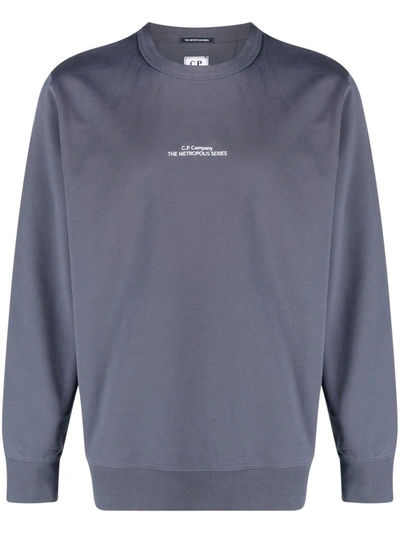 C.p. Company Metropolis Logo-embroidered Fleece Sweatshirt In Navy