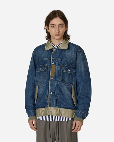 Sacai Blue Paneled Denim Jacket In Multi-colored