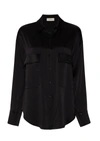 Lapointe Satin Button Down In Black