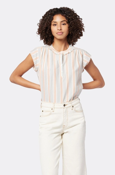 Joie Calais Striped Cap-sleeve Blouse In White