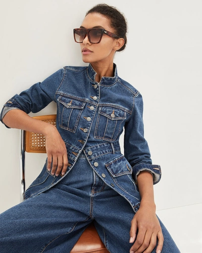Veronica Beard Tika Denim Jacket In Bright Blue