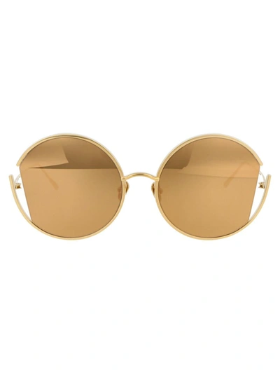 Linda Farrow Sunglasses In Yellow Gold/gold